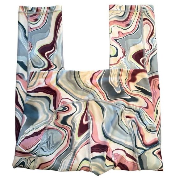 Athleta womens ultimate stash pocket printed Capri leggings high rise size M - Picture 2 of 4